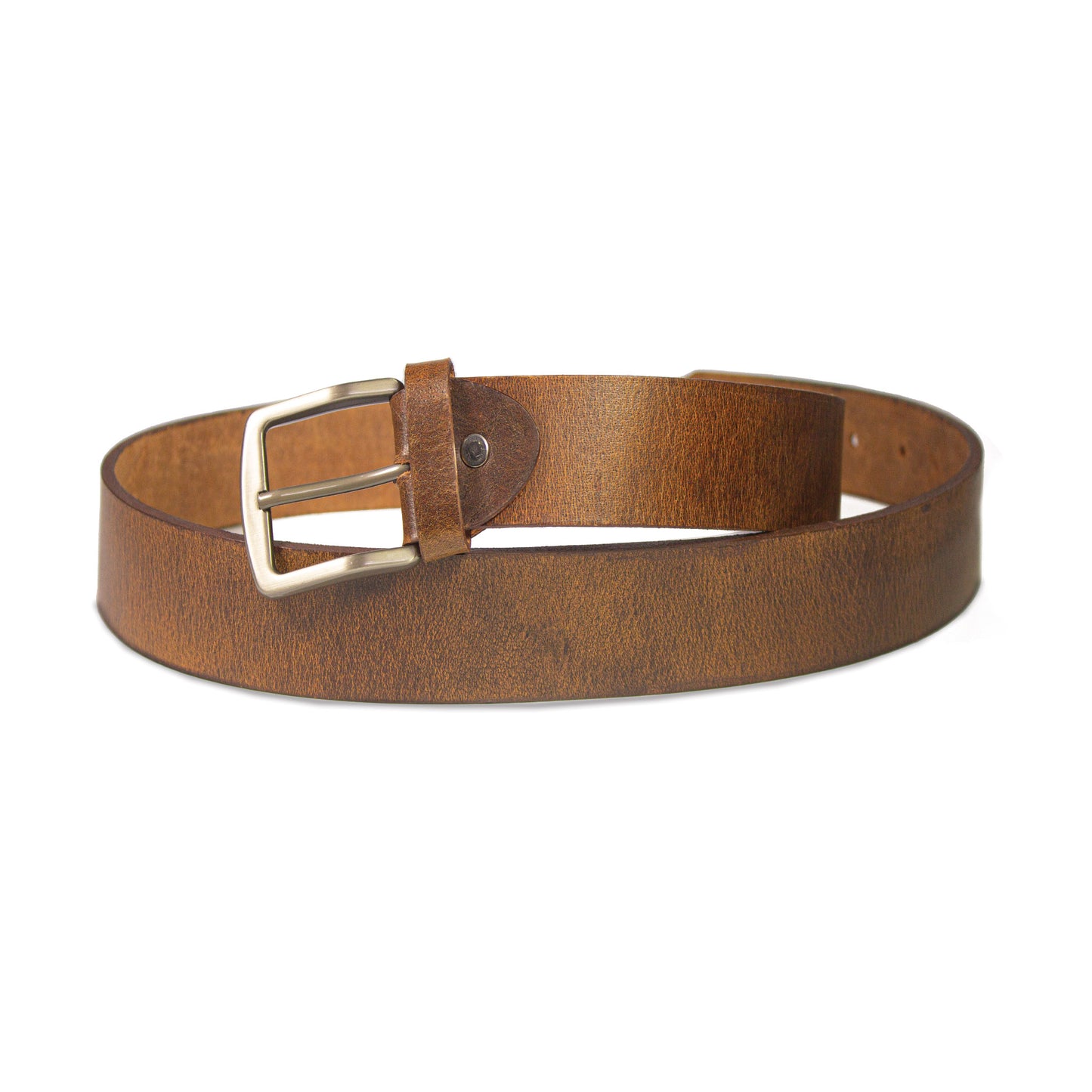 The Rustic Heritage: Crazy Horse Men's Brown Patina Pure Leather Belt – Non-Stitched, 1.5 inches