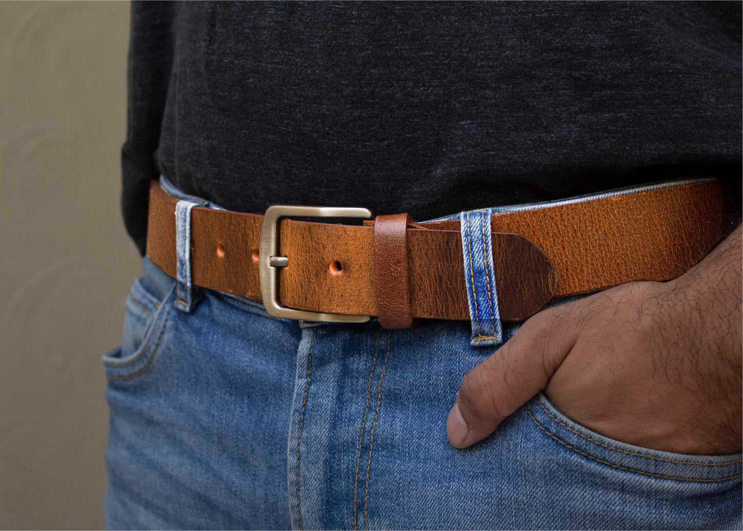 The Rustic Heritage: Crazy Horse Men's Brown Patina Pure Leather Belt – Non-Stitched, 1.5 inches